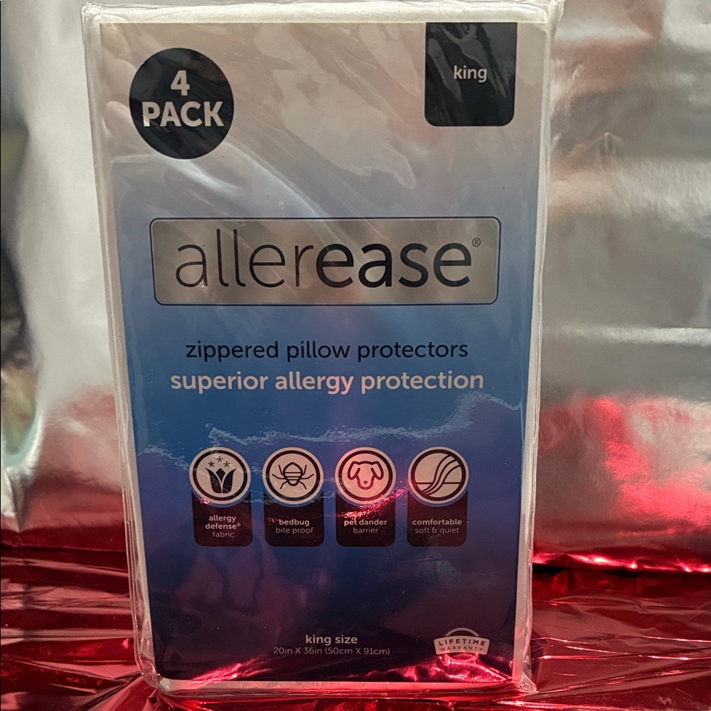 AllerEase White Zippered Pillow Protectors - 4 Pack